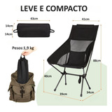 Cadeira Camping Praia Karibu Dobrável By Joyfox Portáteis Cor Preto