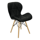 Cadeira Charles Eames Eiffel Slim Wood Estofada - Preta