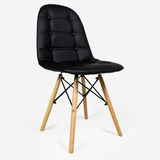 Cadeira Charles Eames Eiffel Slim Wood Estofada Decorativo