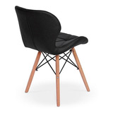 Cadeira Charles Eames Eiffel Slim Wood Estofada Preta Cor Da Estrutura Da Cadeira Creme Cor Do Assento Preto Quantidade De Cadeiras Por Conjunto 1 Magazine Decor