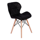 Cadeira Charles Eames Eiffel Slim Wood Estofada Preta