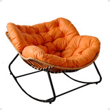 Cadeira De Balanço Nut Chair 5sports Espreguiçadeira Descansar Poltrona Confortavel Relaxar Area Externa E Interna Sala Jardim Almofada Sofa Estrutura De Ferro Estofado Ecologico Cor: Terra Cota