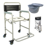 Cadeira De Banho Dobrável Higiênica C/ Rodas Idoso + Comadre