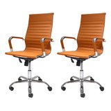 Cadeira De Escritório Cadeiras Inc Charles Eames Stripes Fia6129 Ergonômica  Caramelo Com Estofado De Couro Sintético X 2 Unidades