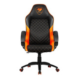 Cadeira De Escritório Cougar Fusion Gamer Ergonômica Preto E Laranja Com Estofado De Couro Sintético