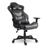 Cadeira De Escritório Gamer Xt Racer Taycan Couro Sintético Cor Preto E Cinza