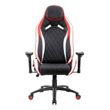 Cadeira De Escritório Pctop Premium 1020 Gamer Ergonômica Preta, Vermelha E Branca Com Estofado De Couro Sintético