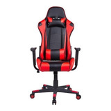 Cadeira De Escritório Pelegrin Pel-3012 Gamer Ergonômica Preta E Vermelha Com Estofado De Couro P.u.