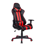 Cadeira De Escritório Pelegrin Pel-3013 Gamer Ergonômica Preta E Vermelha Com Estofado De Couro P.u.