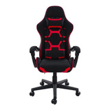Cadeira De Escritório Pelegrin Pel-3018 Gamer Ergonômica Preta E Vermelha Com Estofado De Tecido
