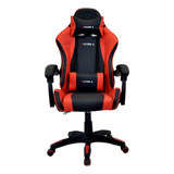 Cadeira De Escritório Racer X Comfort Gamer Ergonômica  Preta E Vermelha Com Estofado De Couro Sintético