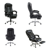 Cadeira De Escritório Reclinável Premium Diretor Ergonômica Cor Preto Material Do Estofamento Couro