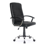 Cadeira De Escritório Travel Max Presidente Ergonômica Preta Com Estofado De Couro Sintético