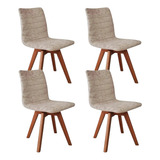 Cadeira De Jantar Clic Salas Wood Eucalipto De Cor Creme 4 U