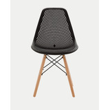 Cadeira De Jantar Eames Eiffel Design Colmeia Eloisa Base Madeira, 6 Unidade Preto