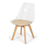 Cadeira De Jantar Eames Wood Leda Acrílico Transparente