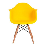 Cadeira De Jantar Elidy Charles Eames Eiffel Com Braço Estrutura Amarelo