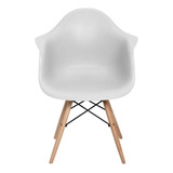 Cadeira De Jantar Elidy Charles Eames Eiffel Com Braço Estrutura Branco X 3 Unidades