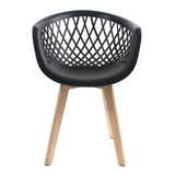 Cadeira De Jantar Empório Tiffany Eames Cor Bege Cor Da Estrutura Da Cadeira Madeira Cor Do Assento Preto Desenho Do Tecido N/a