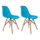 Cadeira De Jantar Empório Tiffany Eames Dsw Madera, Estrutura De Cor Azul-turquesa, 2 Unidades