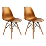 Cadeira De Jantar Empório Tiffany Eames Dsw Madera, Estrutura De Cor Bronze, 2 Unidades