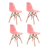 Cadeira De Jantar Empório Tiffany Eames Dsw Madera, Estrutura De Cor Rosa, 4 Unidades