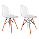 Cadeira De Jantar Empório Tiffany Eames Dsw Madera, Estrutura De Cor Transparente, 2 Unidades