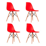 Cadeira De Jantar Empório Tiffany Eames Dsw Madera, Estrutura De Cor Vermelho, 4 Unidades