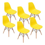 Cadeira De Jantar Henn Decorshop Charles Eames Dkr Eiffel, Estrutura De Cor Amarelo, 6 Unidades