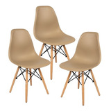 Cadeira De Jantar Henn Decorshop Charles Eames Dkr Eiffel, Estrutura De Cor  Nude, 3 Unidades
