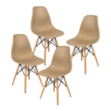 Cadeira De Jantar Henn Decorshop Charles Eames Dkr Eiffel, Estrutura De Cor Nude, 4 Unidades