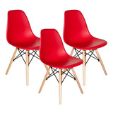 Cadeira De Jantar Henn Decorshop Charles Eames Dkr Eiffel, Estrutura De Cor Vermelho, 3 Unidades