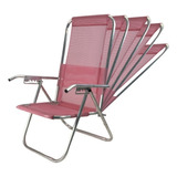 Cadeira De Praia Aluminio Reclinável Alta