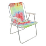 Cadeira De Praia Camping E Piscina Alta Alumínio Tie Dye Bel