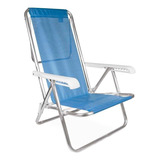 Cadeira De Praia Deitar Dormir Alumínio 8 Posições 100kg Mor Cor Azul-claro