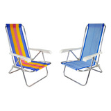 Cadeira De Praia Piscina 4 Posições Alumínio Kit 2 Peças Bel