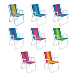Cadeira De Praia/piscina Alta Aço Branco/cores