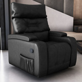 Cadeira Do Papai De Cinema Reclinavel Luxo Gm Corino Preto