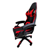 Cadeira Escritório Gamer Estofada Couro Sintético Vermelha Cor Vermelho