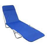 Cadeira Espreguiçadeira 3 Posições Dobrável Praia Azul Cor Azul-escuro