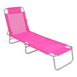 Cadeira Espreguiçadeira Bel Nacional Rosa Textilene