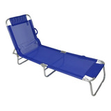 Cadeira Espreguiçadeira Praia Piscina Alumínio Azul