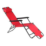 Cadeira Espreguiçadeira Reclinável Vermelha Para Casa Praia