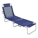 Cadeira Espreguiçadeira Textilene Em Alumínio Azul Bel