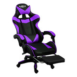 Cadeira Gamer Giratória Nsx Reclinável Estofado Cores Couro Cor Violeta Material Do Estofamento Couro Sintético