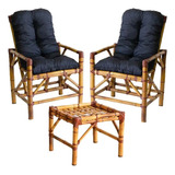 Cadeira Individual De Bambu Para Varanda, 2 Lugares E 1 Mesa