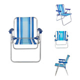 Cadeira Infantil Alta Alumínio Azul Praia