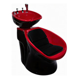 Cadeira Lavatório Neon Shampoo Retro - Preto Com Vermelho