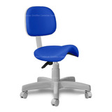 Cadeira Mocho Sela Estética Secretaria Base Cinza Rce Azul