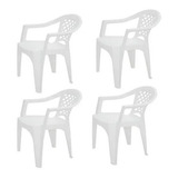 Cadeira Plástica Kit 4 Para Jardim,